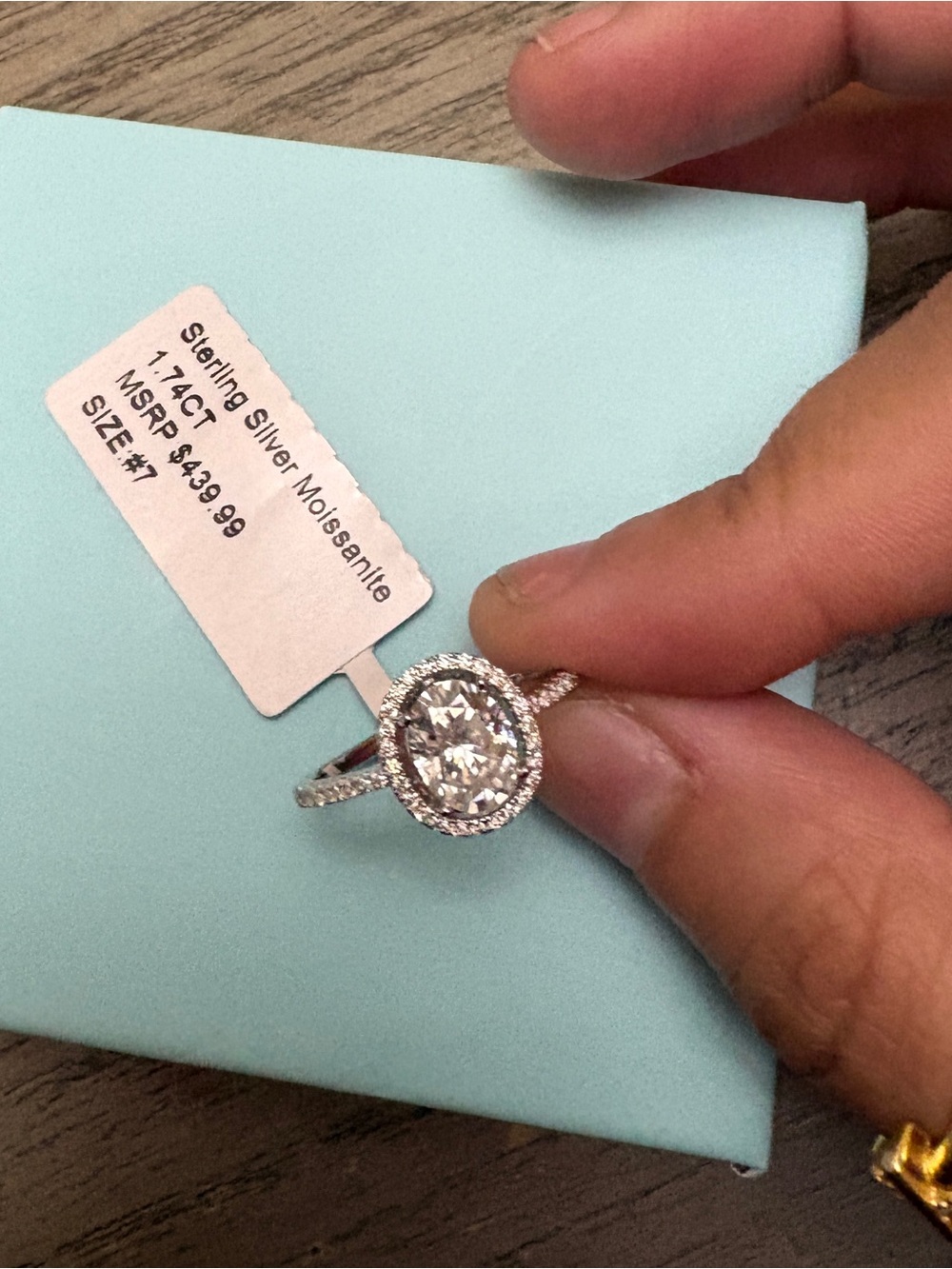 sterling silver moissanite halo ring size #7 - Picture 2 of 6